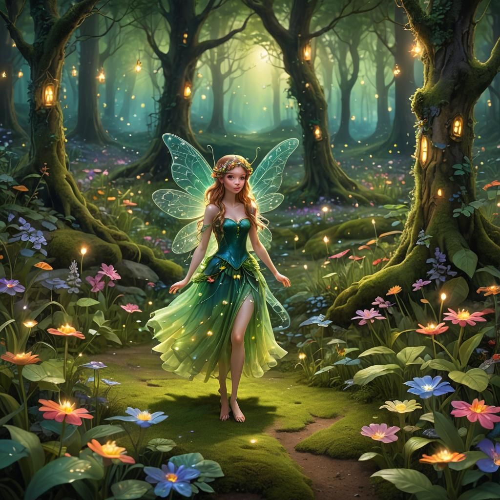 Enchanted Fairy Glade with Fireflies