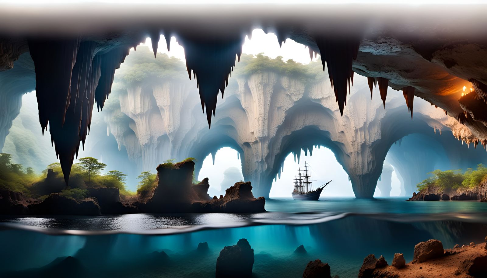 Subterranean Sea in a Giant Cave, Professional Photography