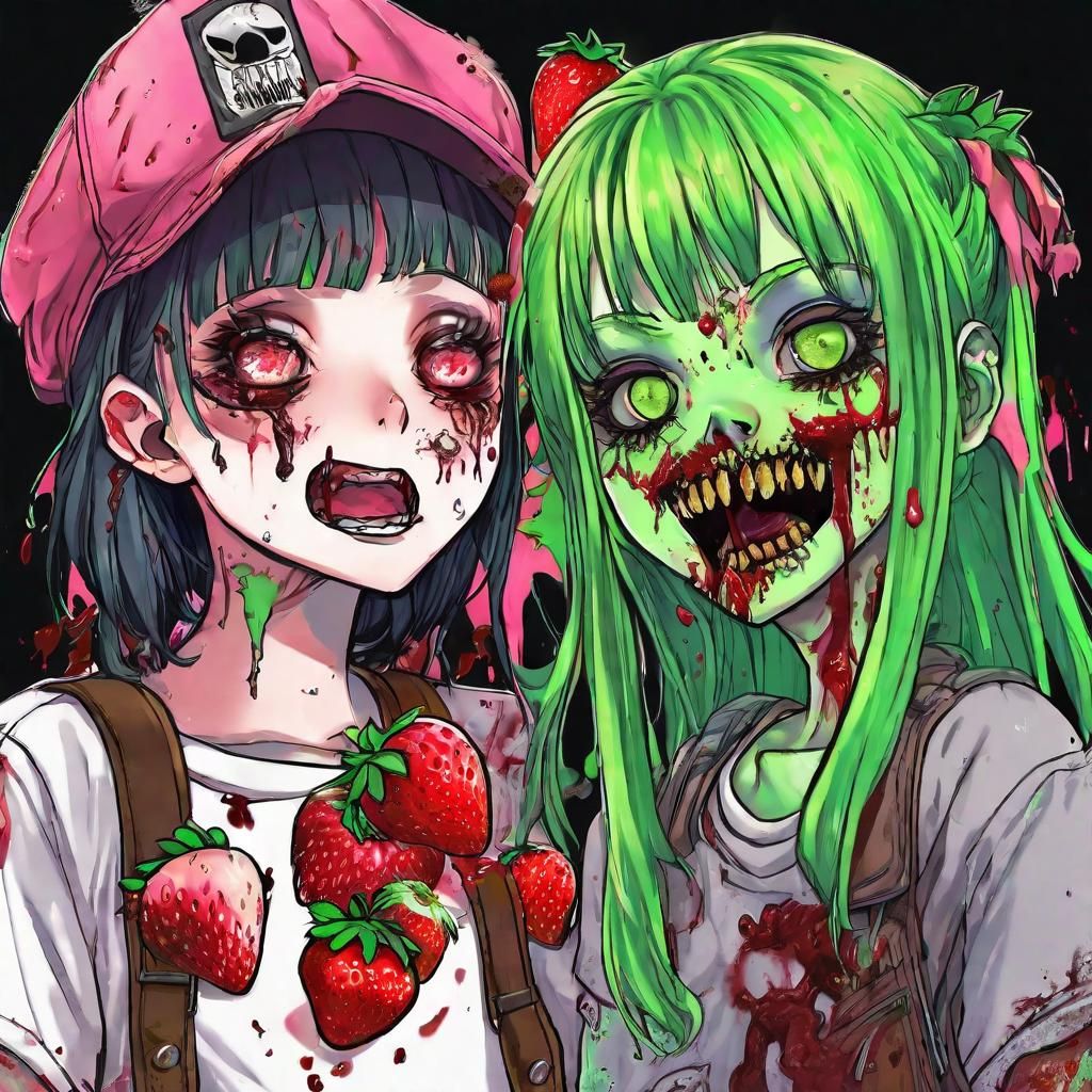 Hyperdetailed Zombie Neko Girl Portrait in Anime Style