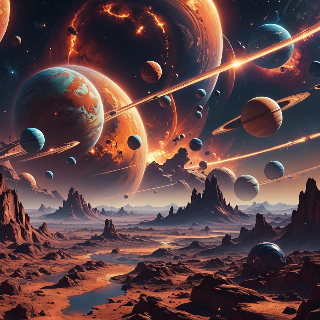 Planetary Alignment in Deep Space: Digital Matte Painting