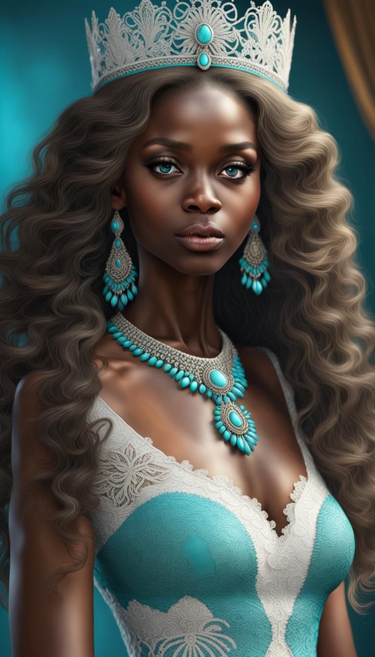 Elegant African Beauty Queen in Hyper-Realistic Detail