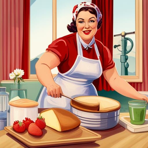 Retro Pin-Up Baking Cheesecake