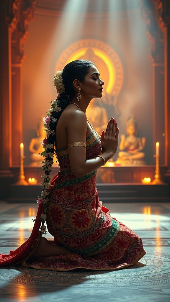 Queen Sumitra in Prayer, a Digital Painting