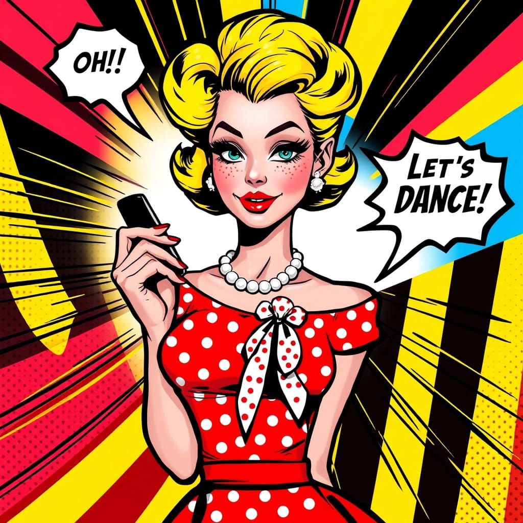 Vibrant Pop Art Portrait with Retro Vibes