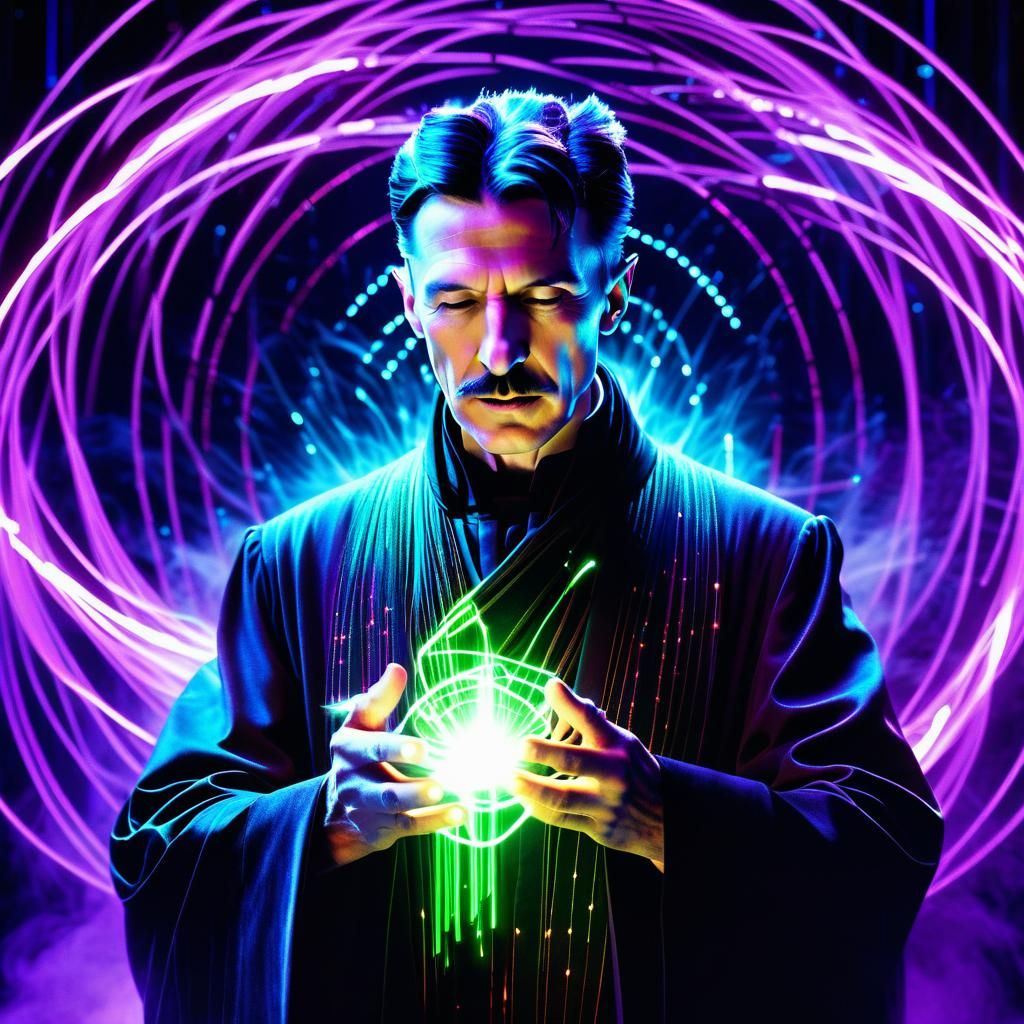 Nikola Tesla as Jedi in Electric Surrealism