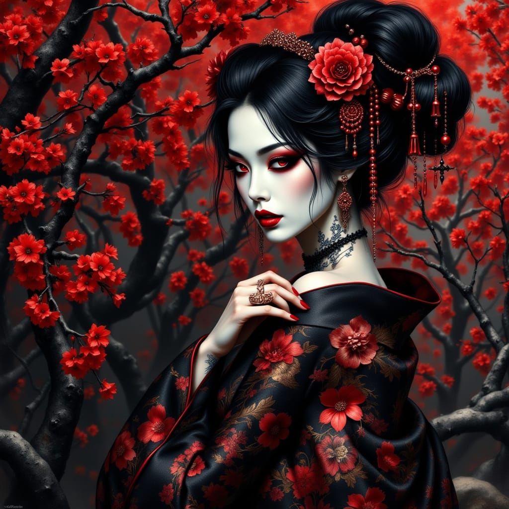 Gothic Vampiress Geisha by Dark Cherry Tree