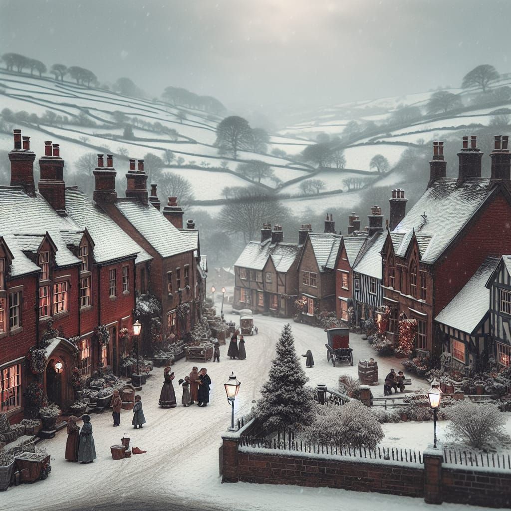 Victorian Winter Village in Idyllic English Countryside