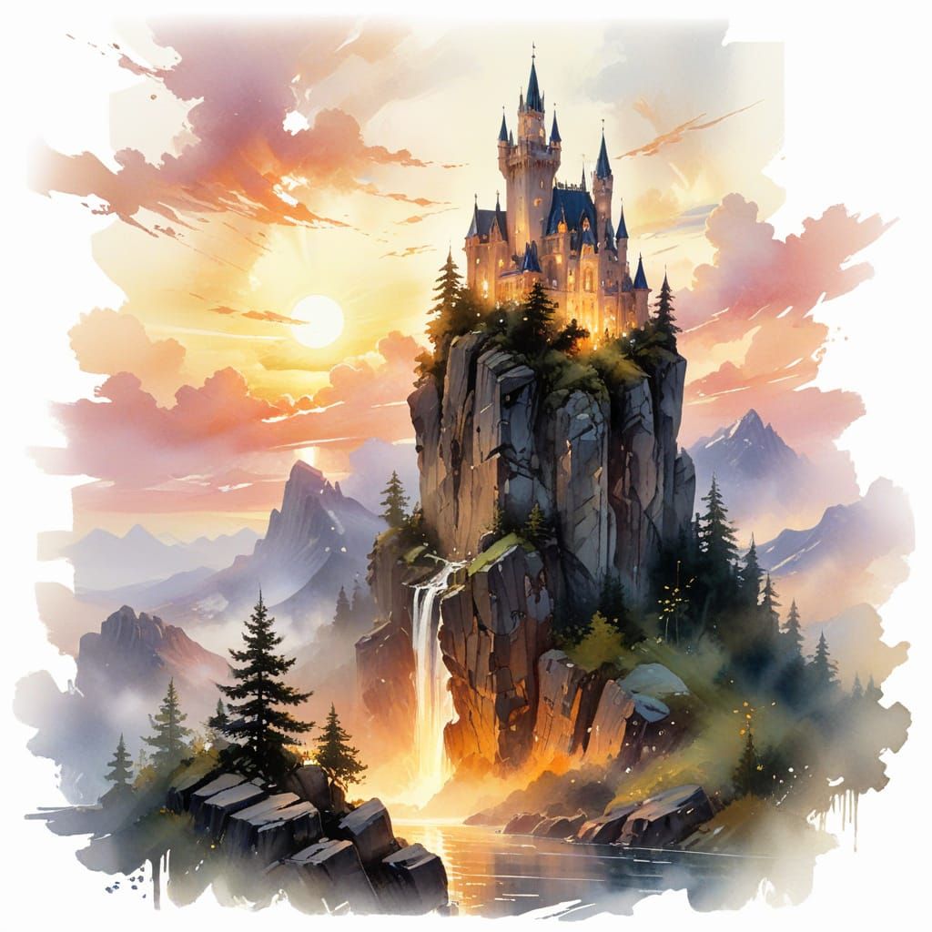 Gothic Skycastle Spire at Dawn