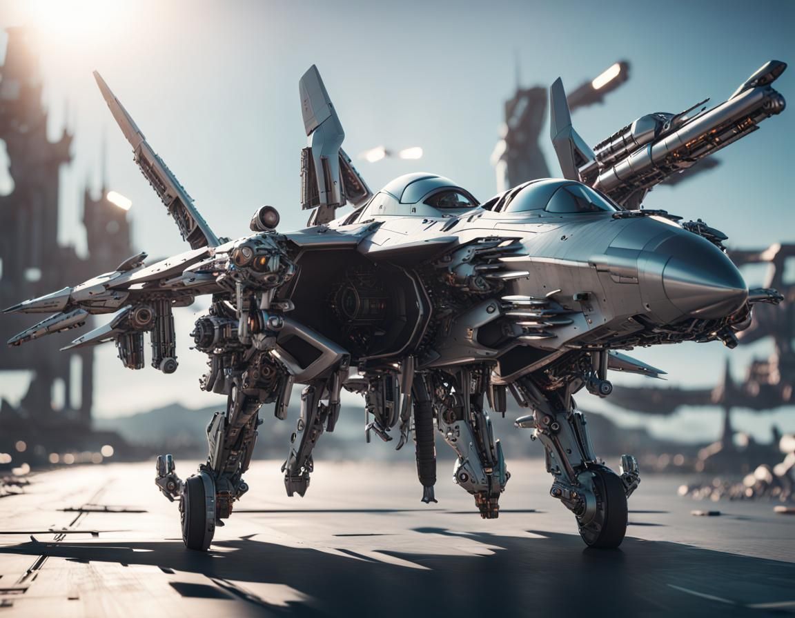 Futuristic Fighter Jet with Gatling Guns in 8K
