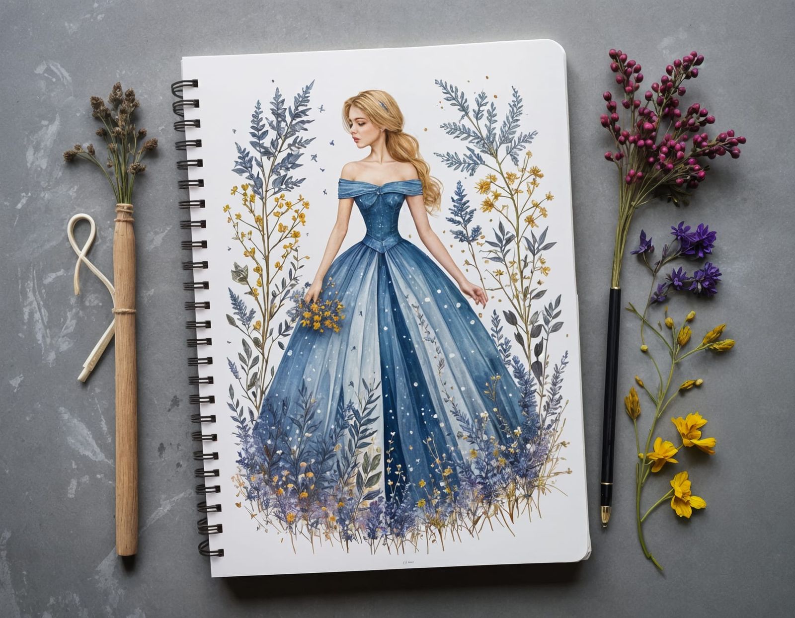 Winter Princess in Abstract Floral Art