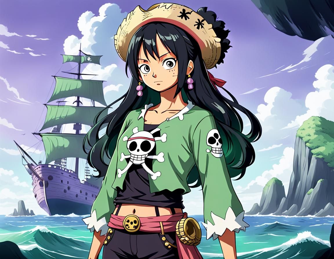 Mexican Pirate Woman in One Piece Anime Style
