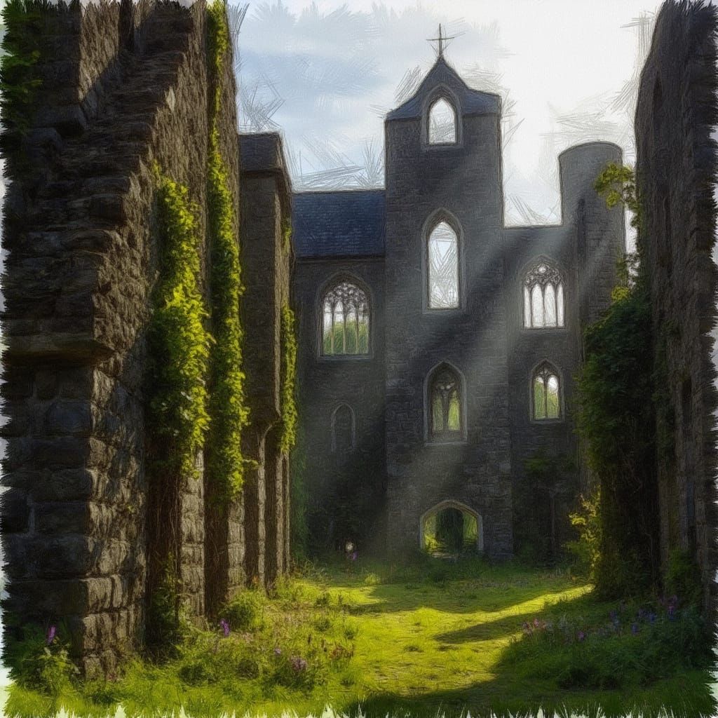 Gothic Castle Ruins Reclaimed by Nature