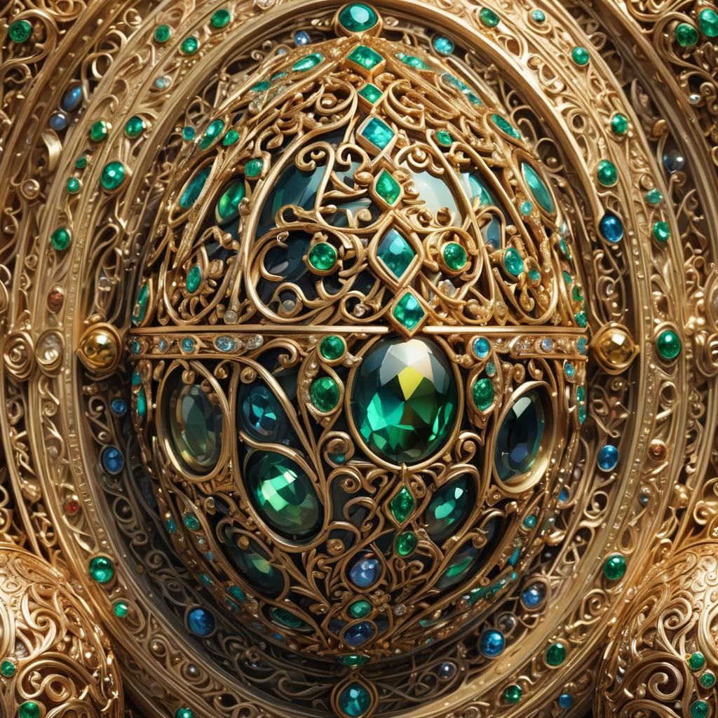Ornate Jeweled Egg in Byzantine Style