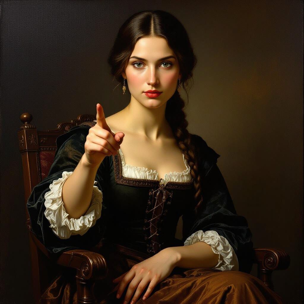 Slavic Woman Seated in Renaissance Portrait Style