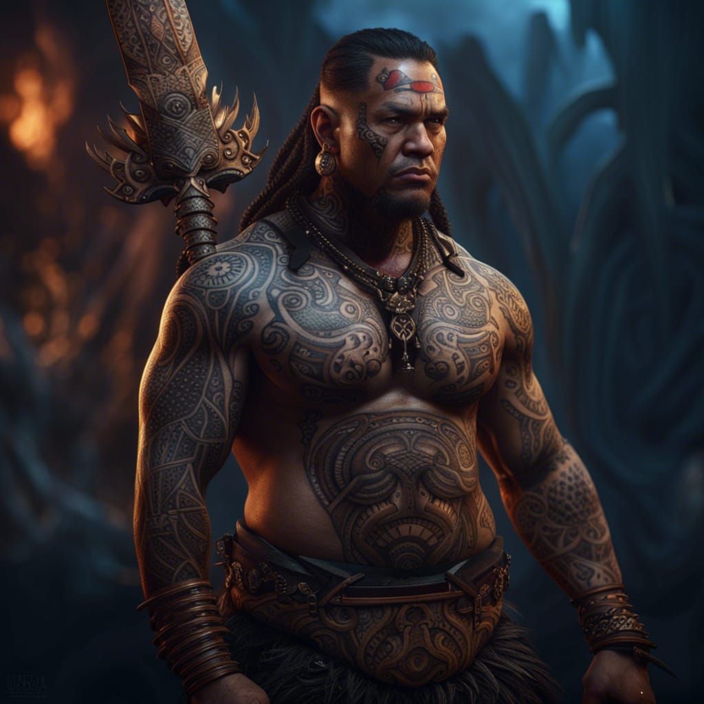 Samoan God with Tattoos: Fantasy Concept Art