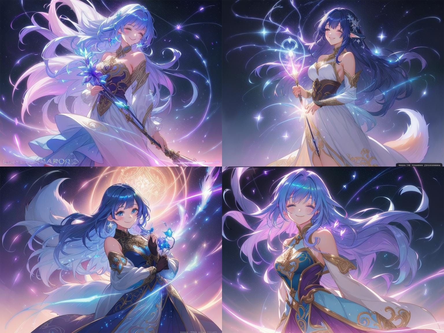 Ethereal Fox Musician in Vibrant Starscape