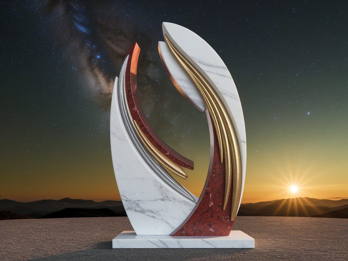 Ethereal Sculpture in Golden Sunrise Glow