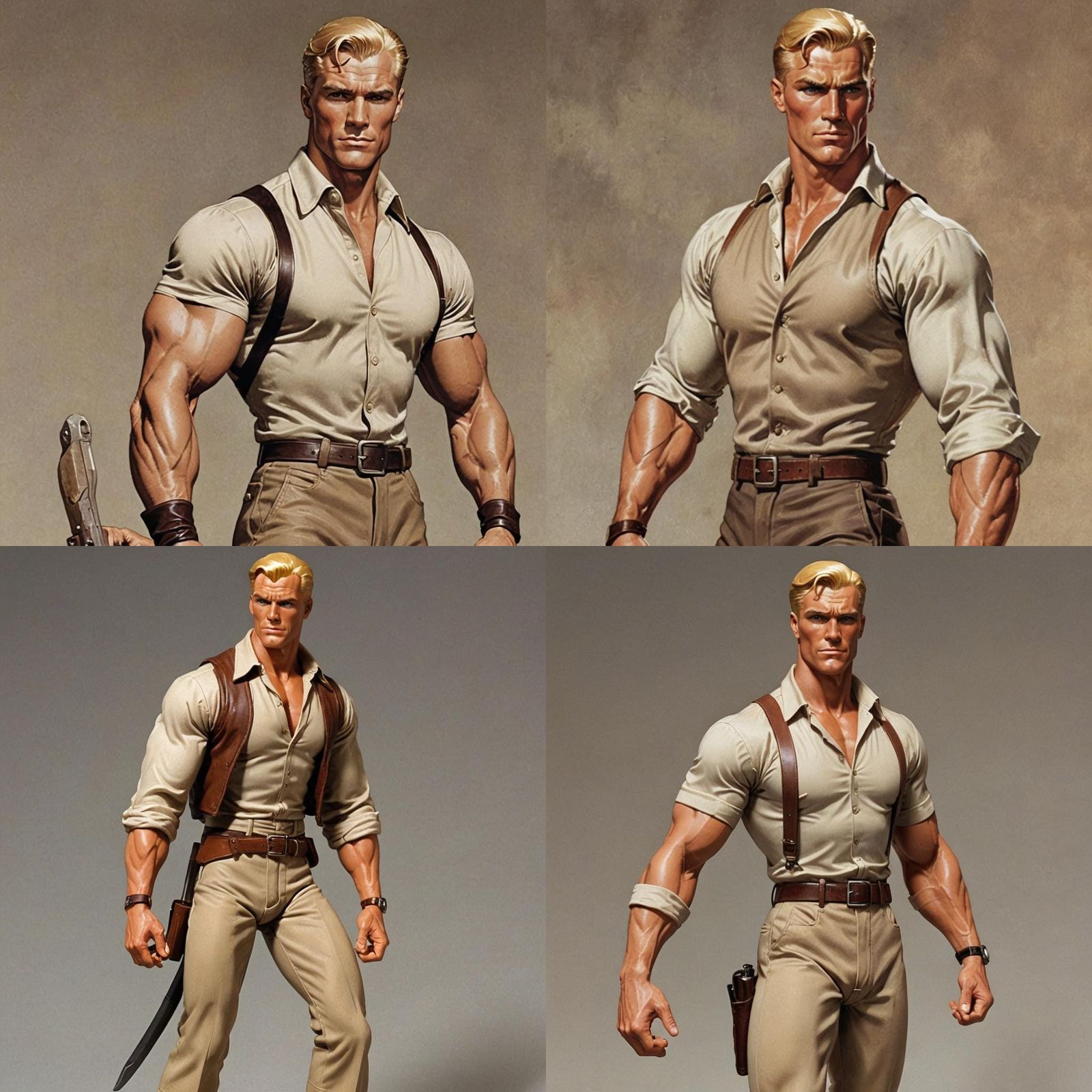 Pulp Magazine Hero: Muscular Man in Bronze