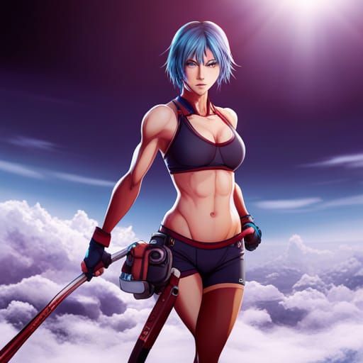 Anime Female Athlete: Detailed Matte Painting