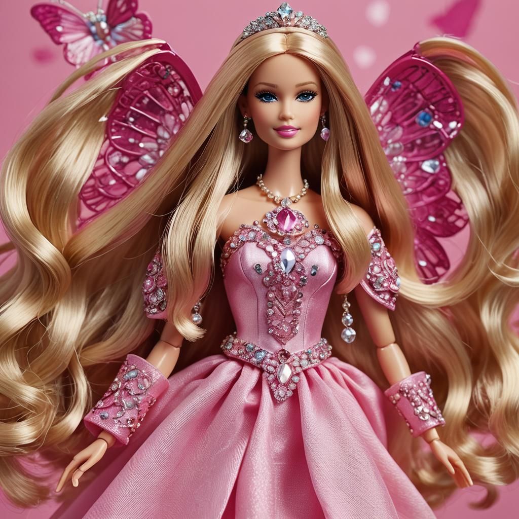 Jeweled Winged Barbie Doll in Pink