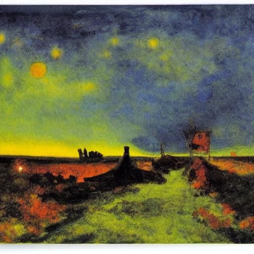 Surreal Transition from Night to Day in Romanticism Style