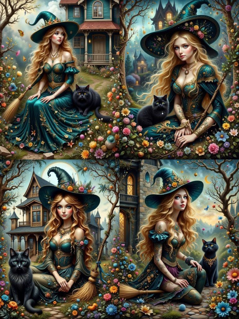 Celtic Witch and Black Cat by Victorian Home