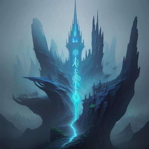 Glowing Number 8 Levitates Amidst Mystical Swirling Mist