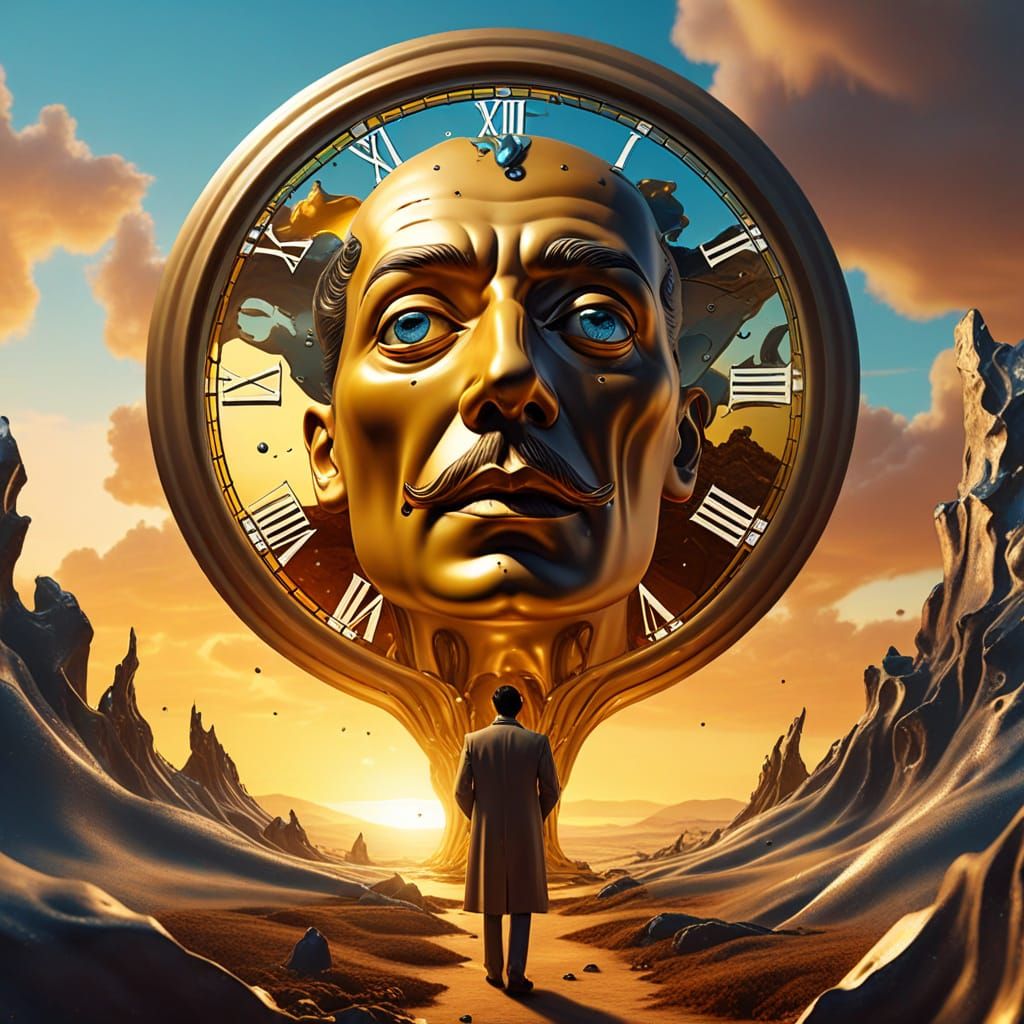 Surreal Figure in a Melting Dreamworld