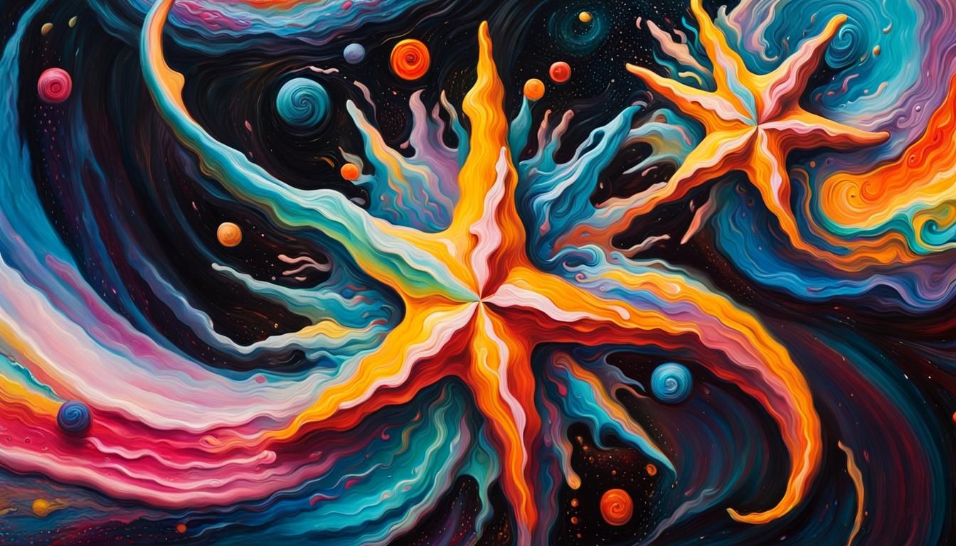 Vivid Stars Connected in Impasto Oil Painting