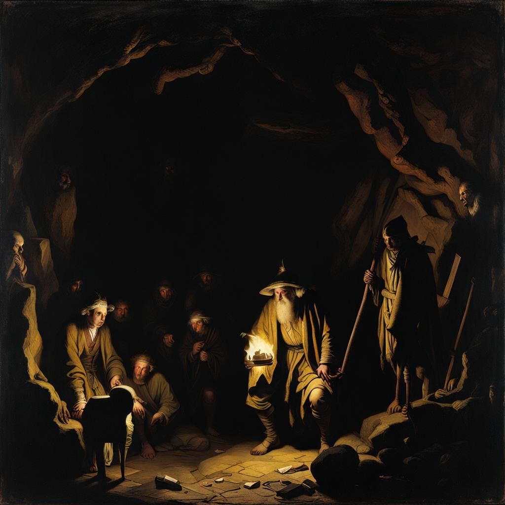 Grimdark Scene in Rembrandt Lighting Style