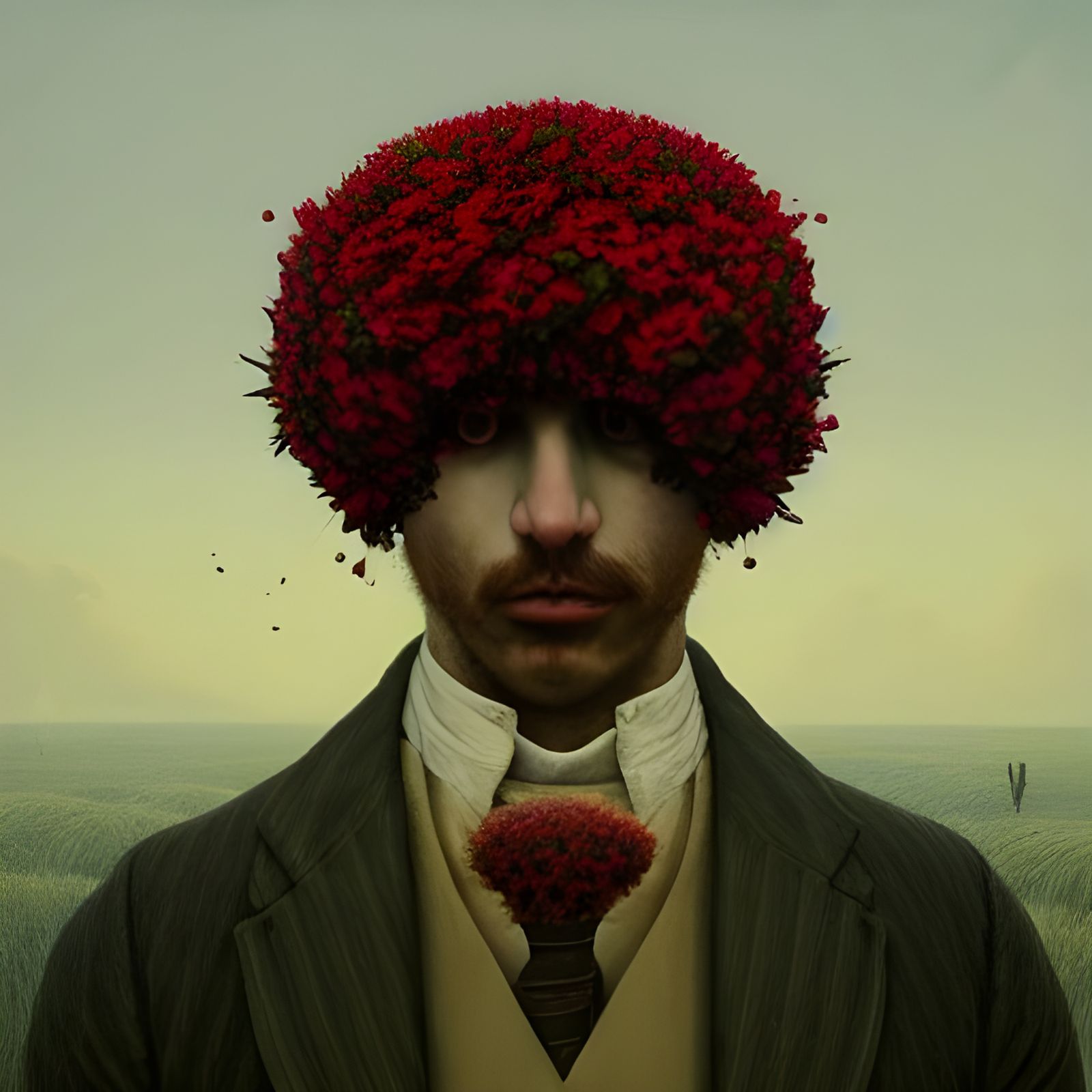 Surreal Floral Portrait in Detailed Painting Style