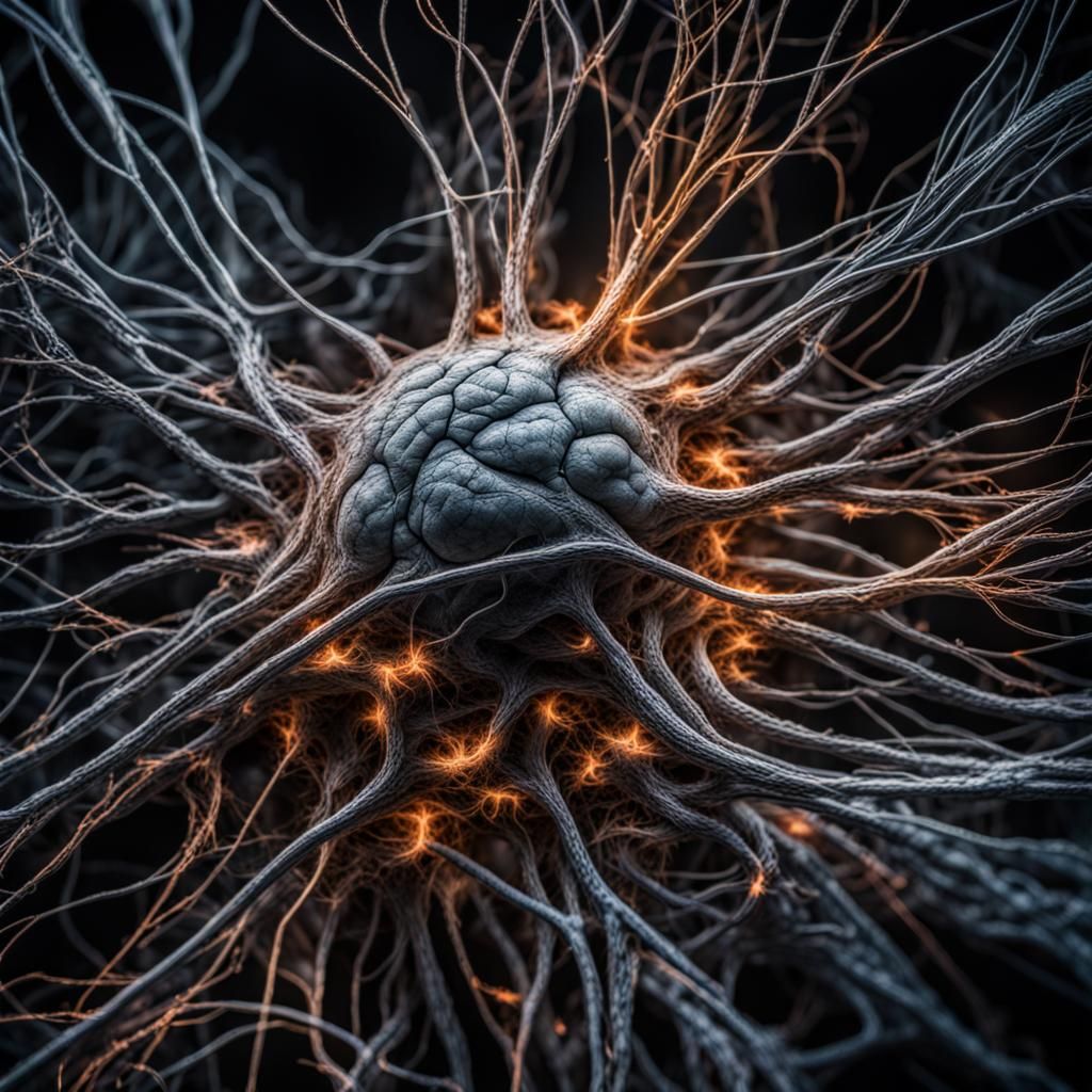 Electrical Current Between Neurons in Hyperrealistic Style