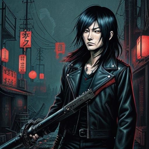 Dark Fantasy Heroine Reze in Gritty Industrial Landscape