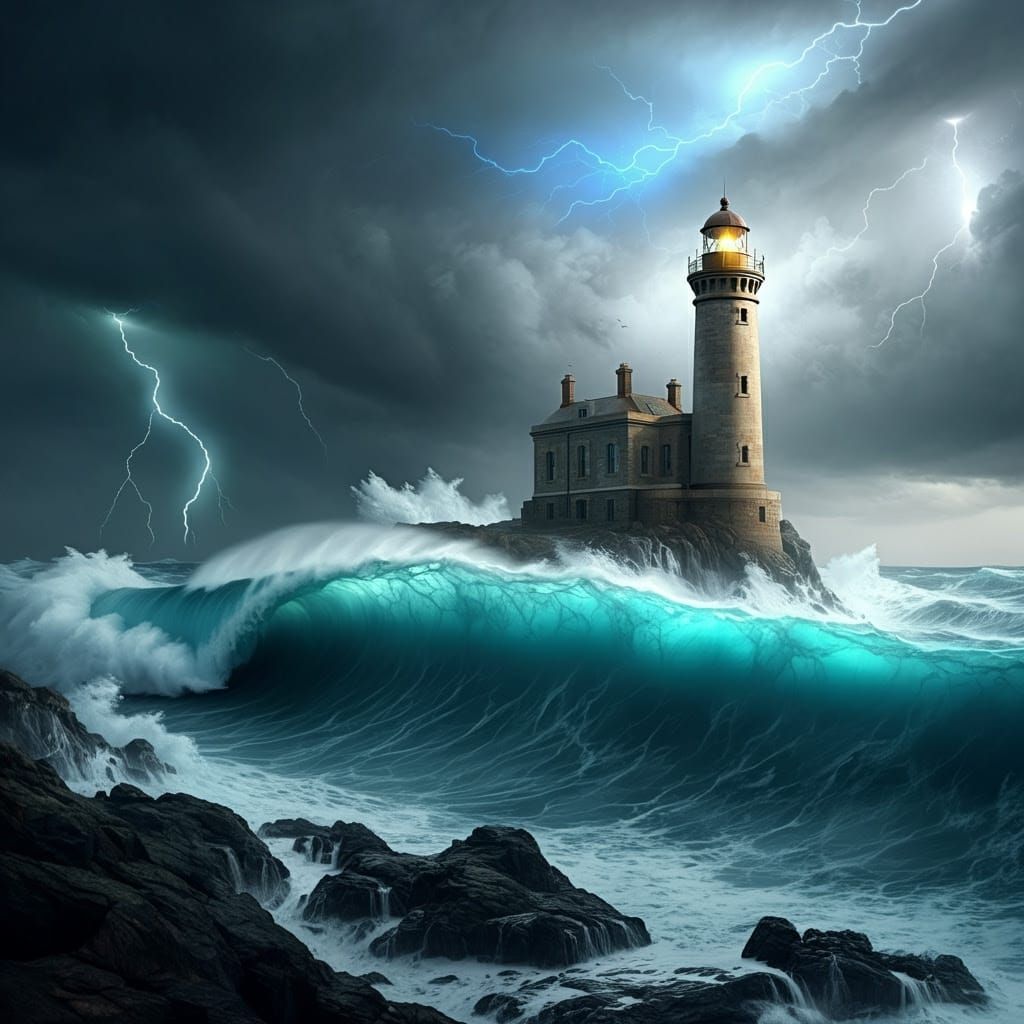 Majestic Lighthouse Stands Tall in Turbulent 19th-Century Se...