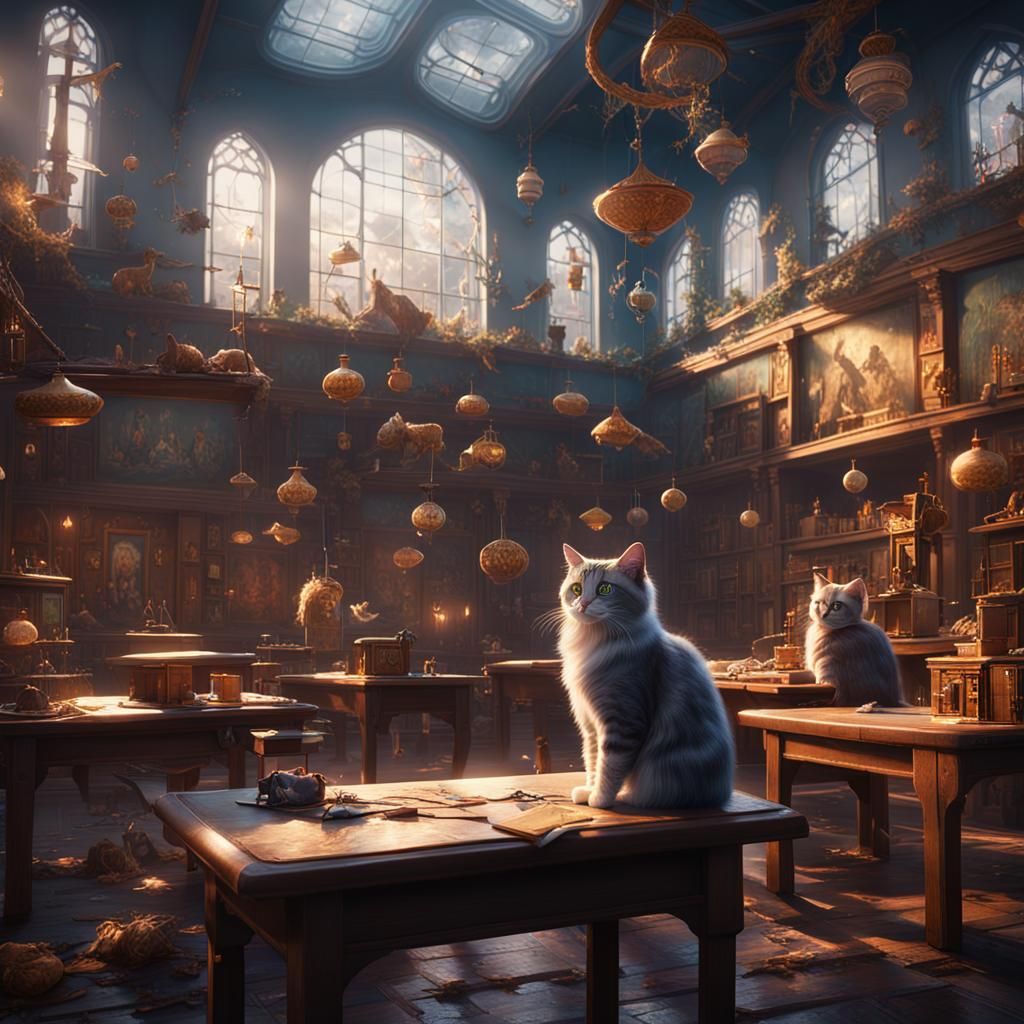 Cats Attending School: Fantasy Concept Art