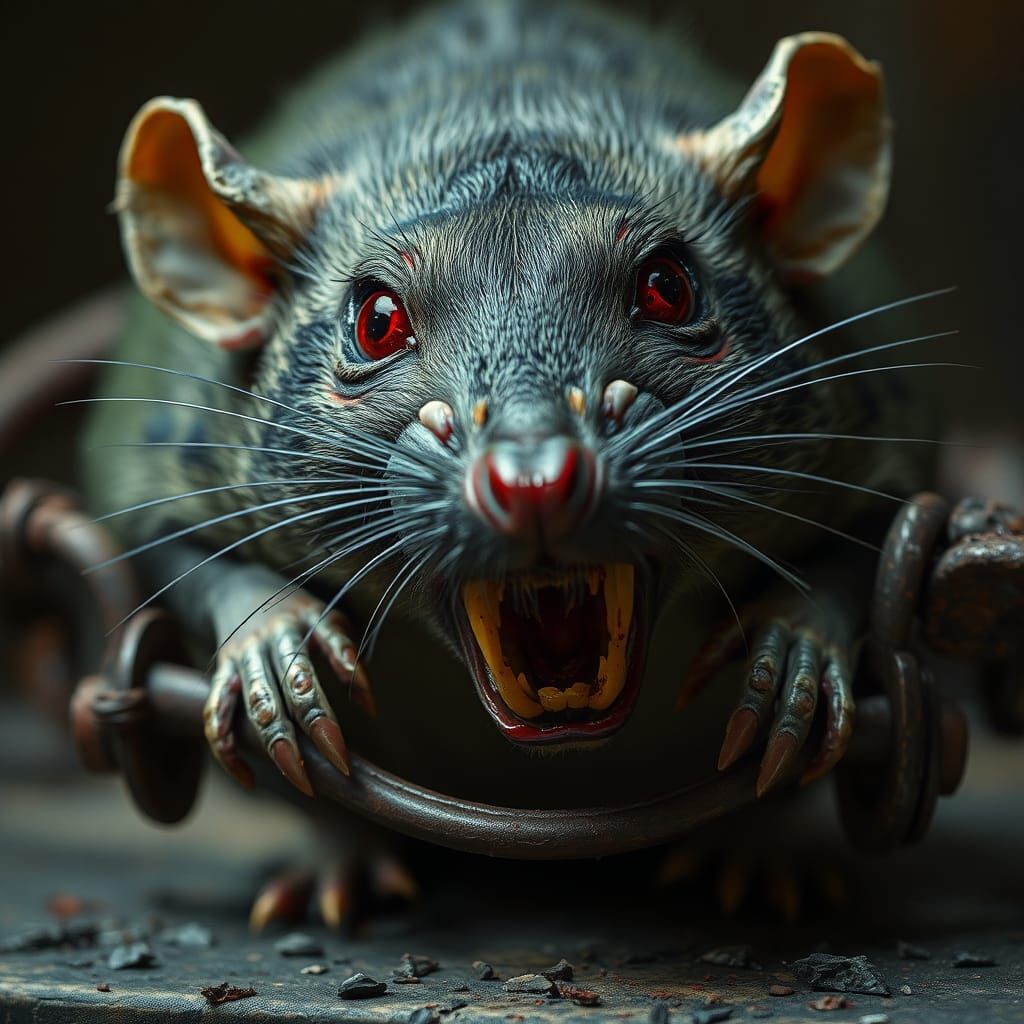 Macabre Rat in Trap: A Gothic Nightmare
