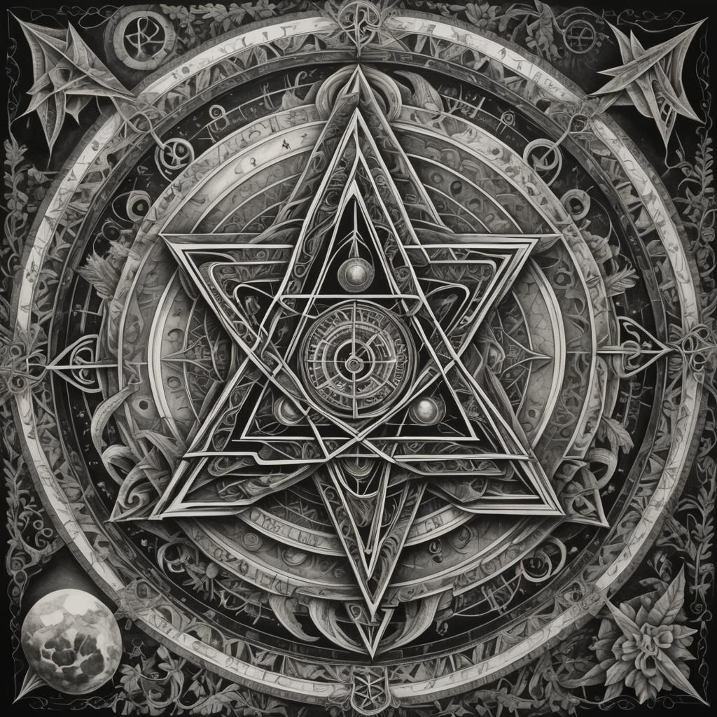 Divine Tetragrammaton: Hyperdetailed Charcoal Geometry