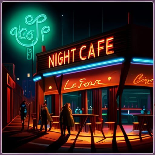 Sci-Fi Space Coffee Shop in Cyberpunk Style