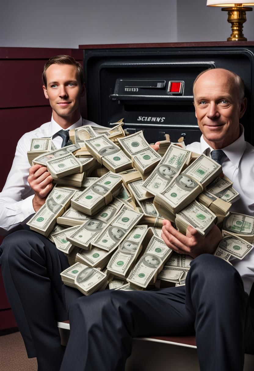 Person with Money in Front of Safe