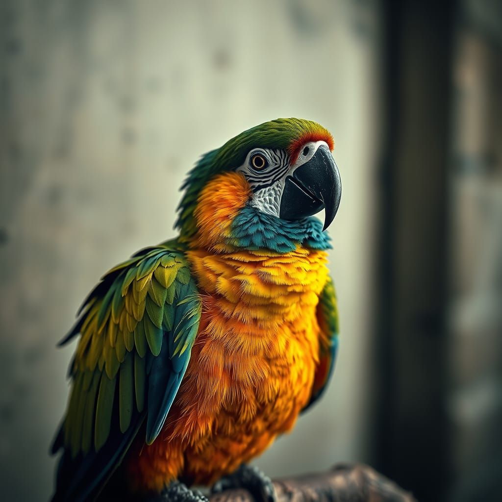 Vibrant Parrot with Owner in Alcohol Ink Style