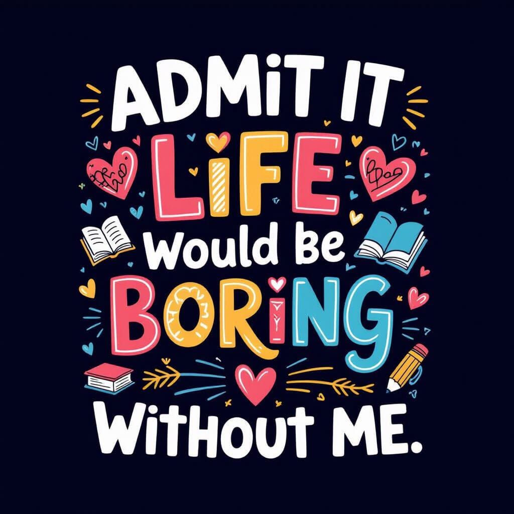 Funny Teacher T-Shirt Design: "Admit It Life Would Be Boring...