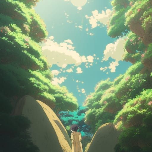 Satoru Gojo in Studio Ghibli Anime Style