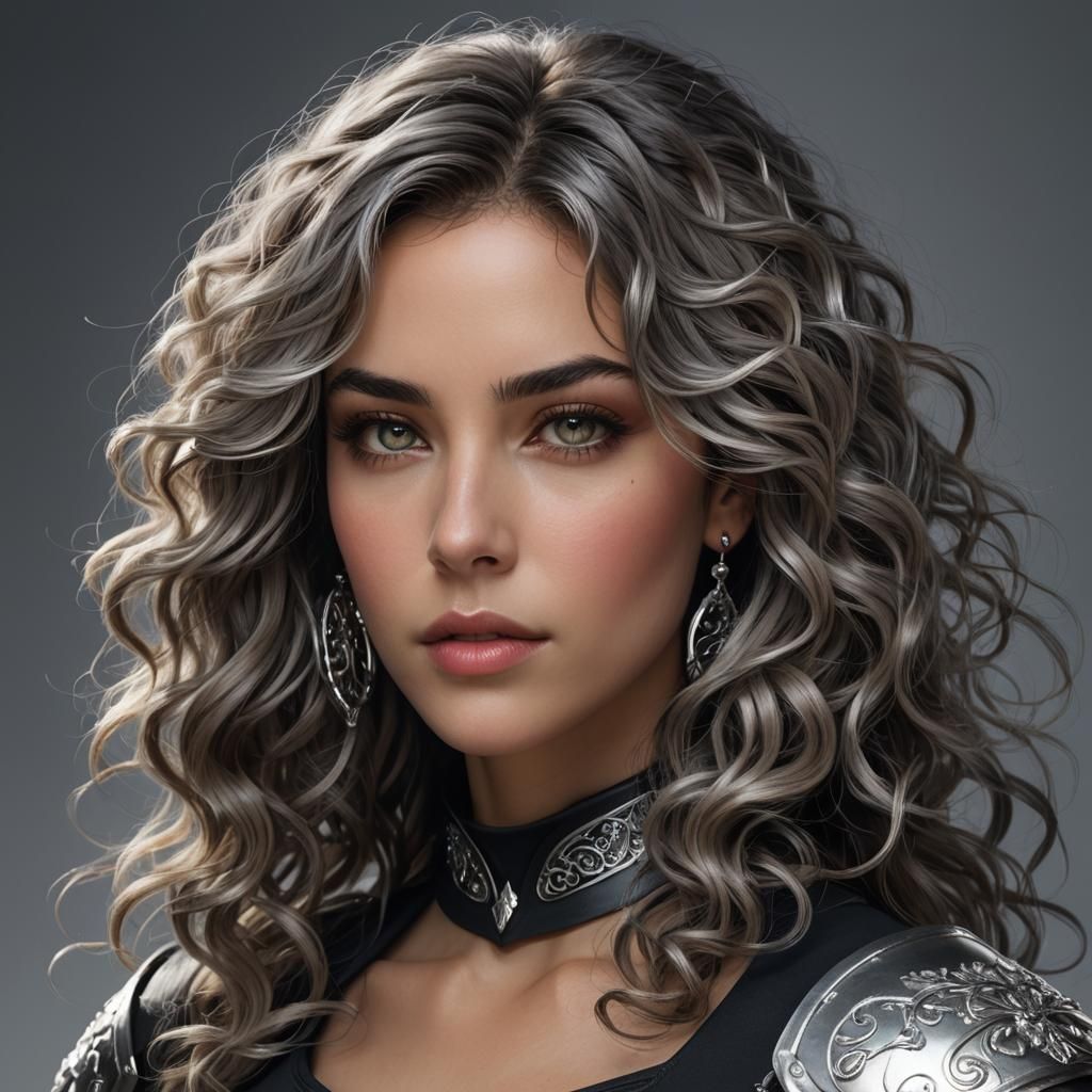 Silver-Haired Woman in Digital Art Style