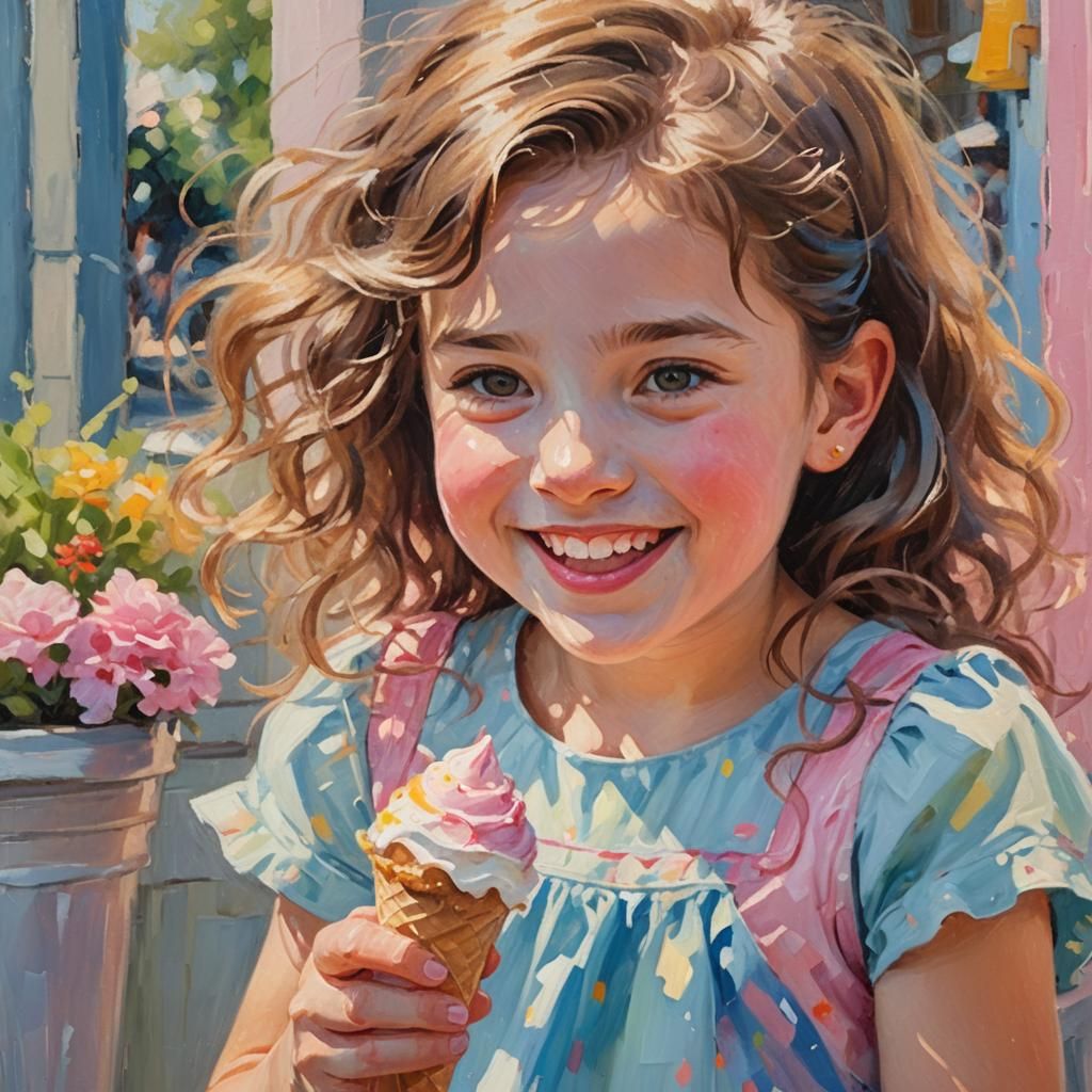 Girl Eating Ice Cream: An Impressionist Painting