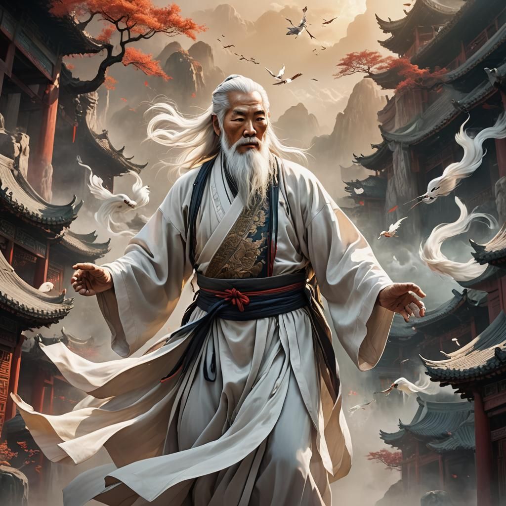 Chinese Immortal Floats in Air: Matte Painting