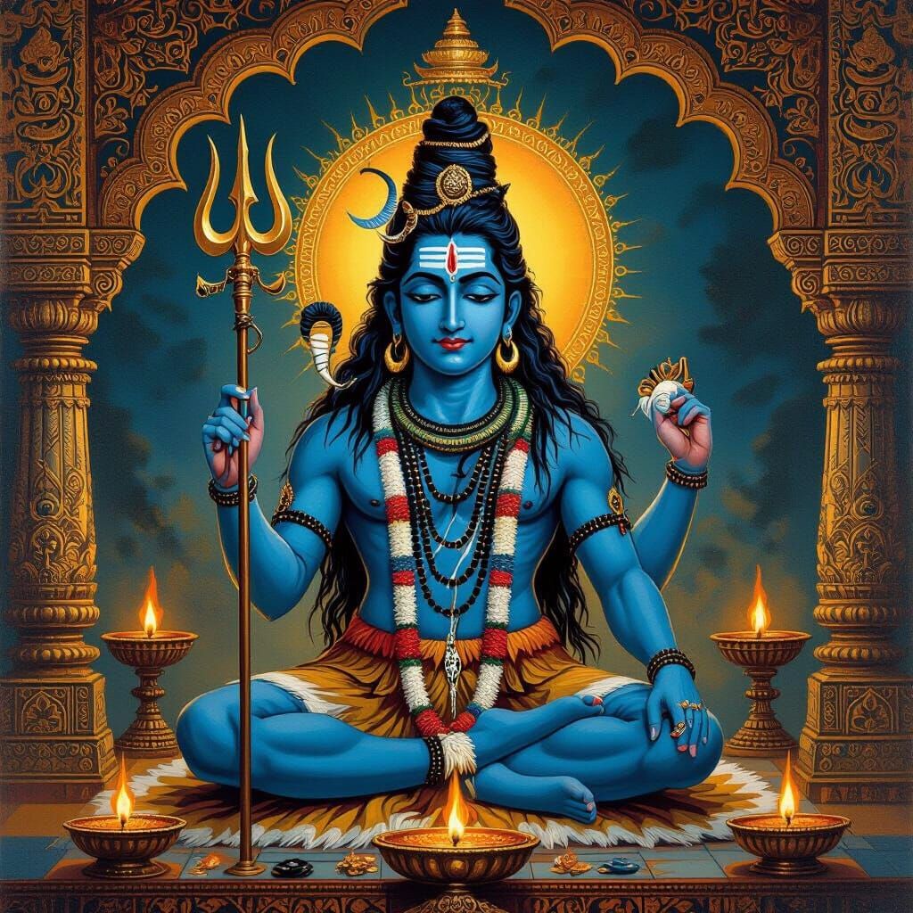 Lord Shiva Nanjundeshwara in Karnatakan Art Style