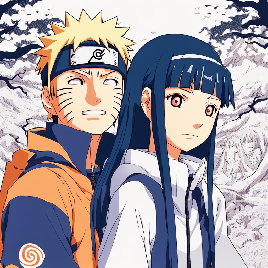 Naruto and Hinata: Anime Style Illustration