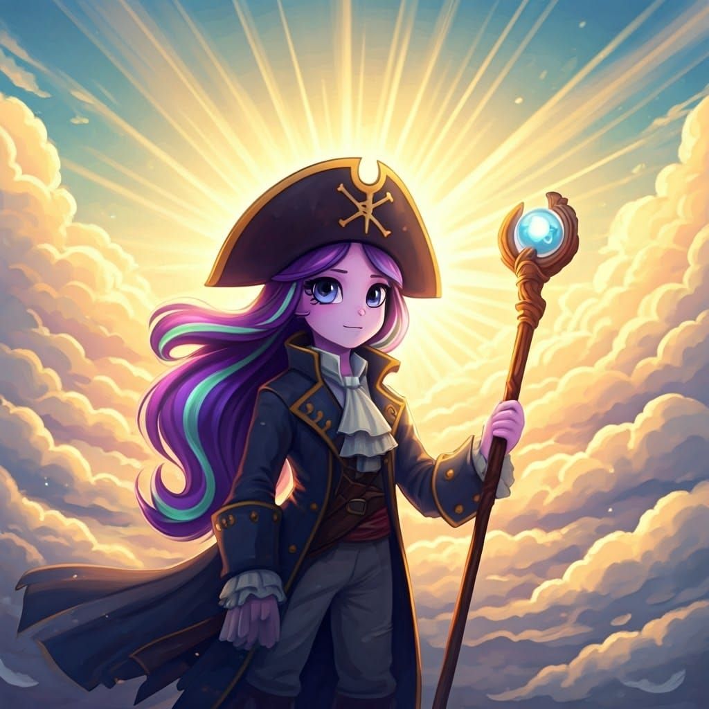 Mystical Pirate Queen Under Celestial Skies