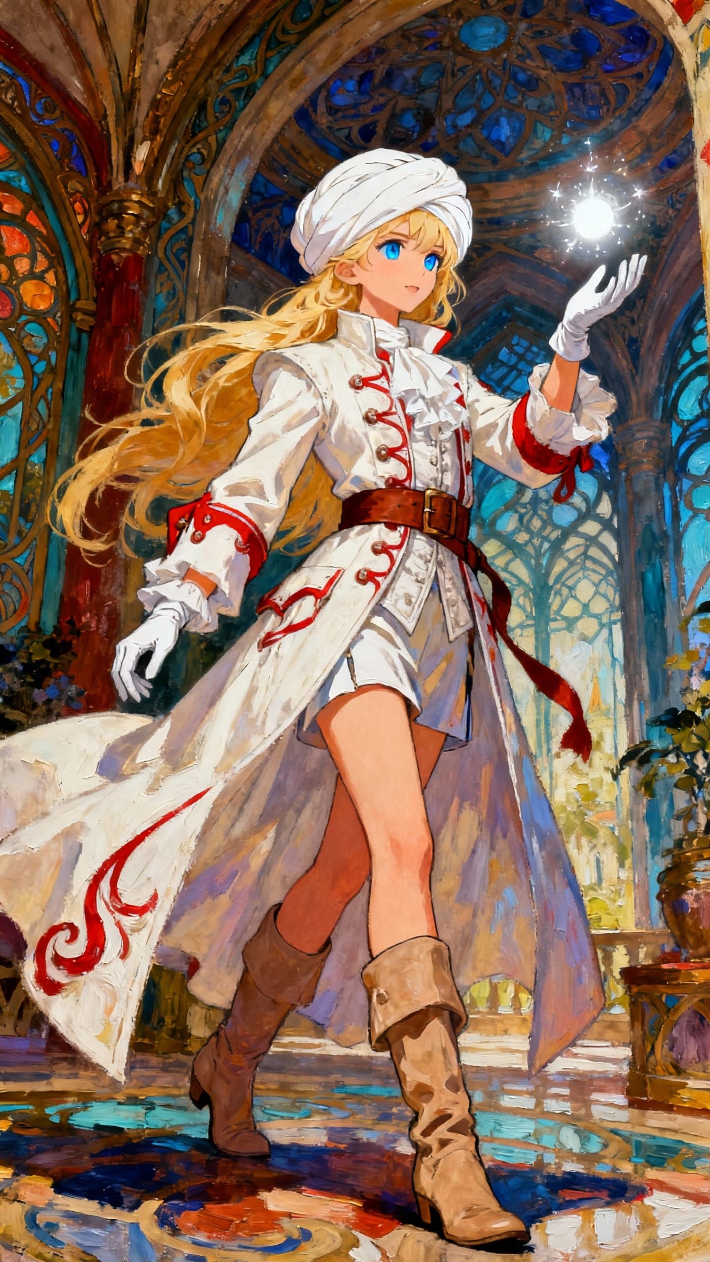 Fantasy White Mage in Art Nouveau Anime Style