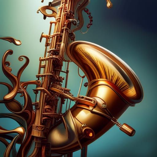 Hyperrealistic Saxophone in Splash Art Style